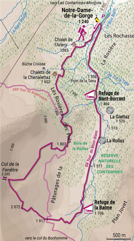 Tracée de la randonnée au Plan de la Fenêtre