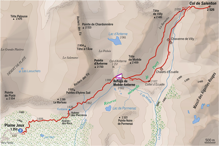 Tracée de la randonnée au col de Salenton ©Claude Dubut