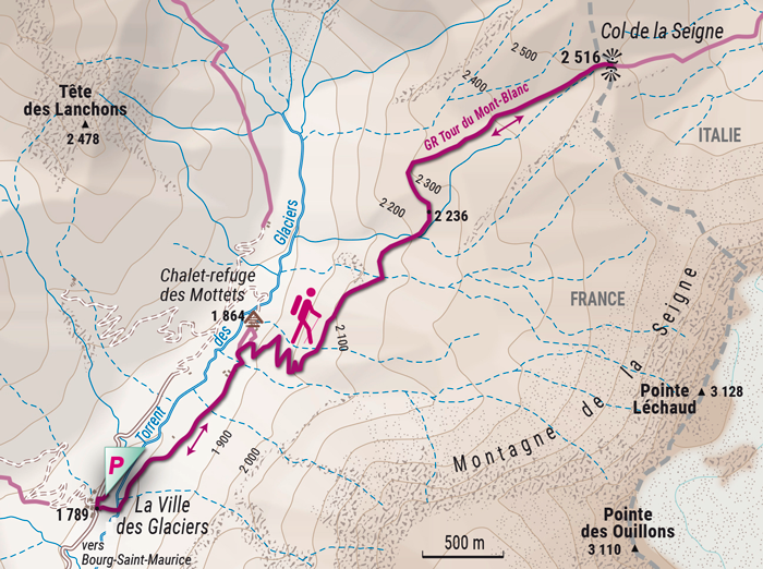 Tracée randonnée au col de la Seigne ©ClaudeDubut