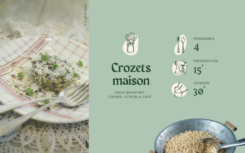 Image pour Recette de crozets maison : vieux beaufort, câpres, citron et café